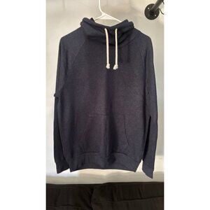 H&M Hoodie With Covered Neck Fabric Navy Blue Sweatshirt
